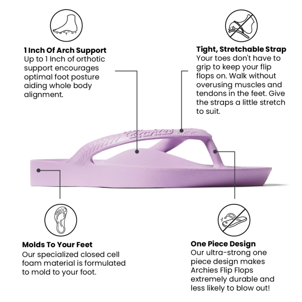 Arch Support Flip Flops - Classic - Lilac